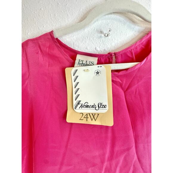 Vtg NWT Plus Preferred Pink Short Sleeve Silk Like Top Size 24W - Picture 2 of 5